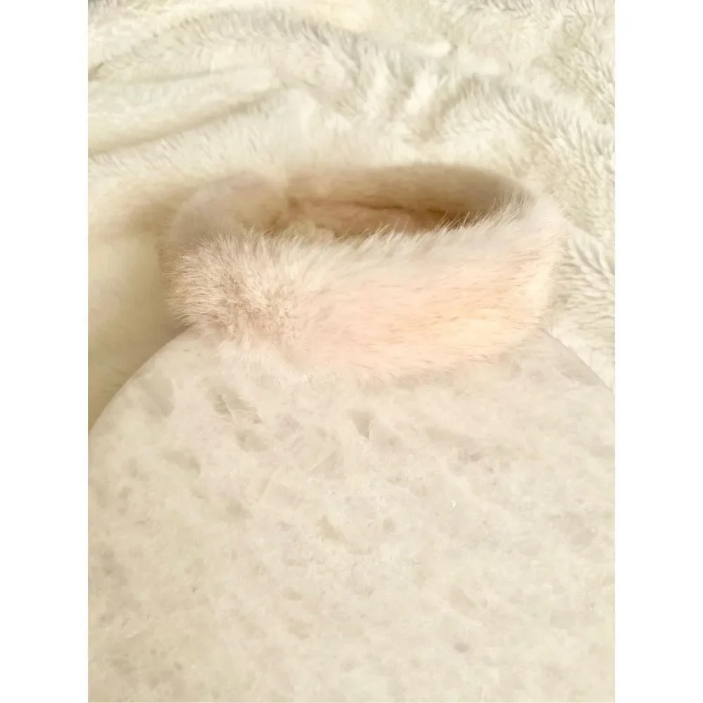 Cream fuzzy faux for headband